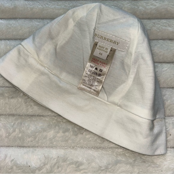 Vintage BURBERRY Baby Boy Hat & Nova Check Printed Bib- Blue/Tan Gingham Check - Picture 6 of 10